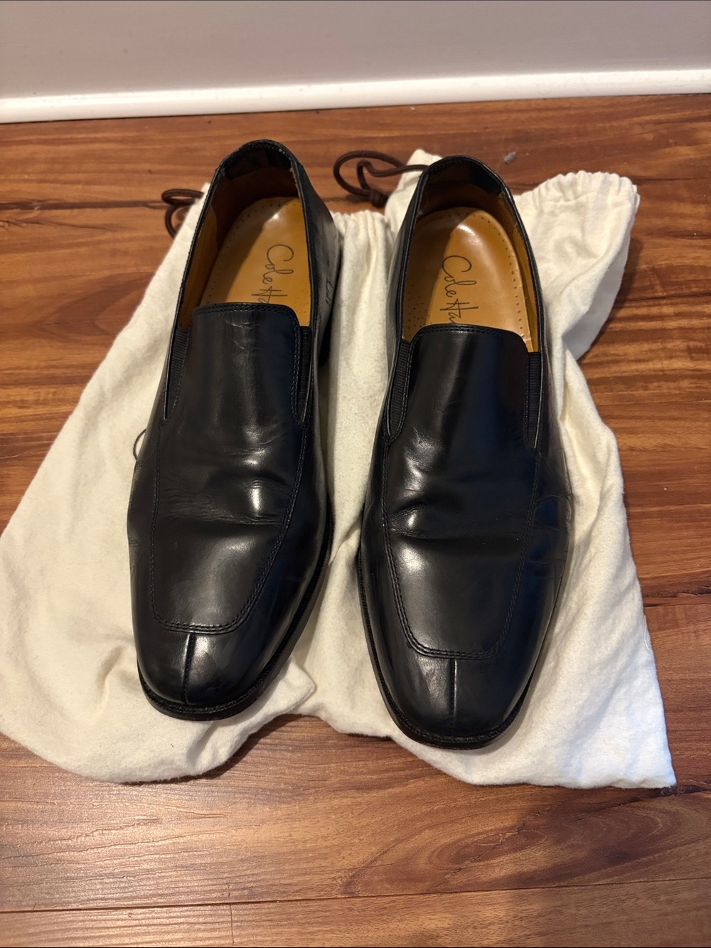 Cole Haan Black Leather Slip-On Loafers